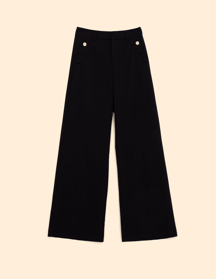 Schwarze elegante Hose mit Seemannsknopfleiste I.Code-6