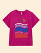 T-shirt rose message, rayures, cœurs I.Code-7