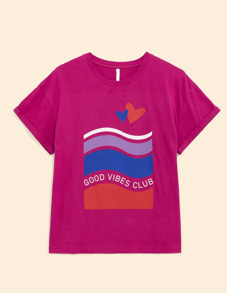 T-shirt rose message, rayures, cœurs I.Code-7 T-shirt rose message, rayures, cœurs I.Code-7