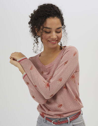 Pull pastèque maille lurex avec palmiers I.Code