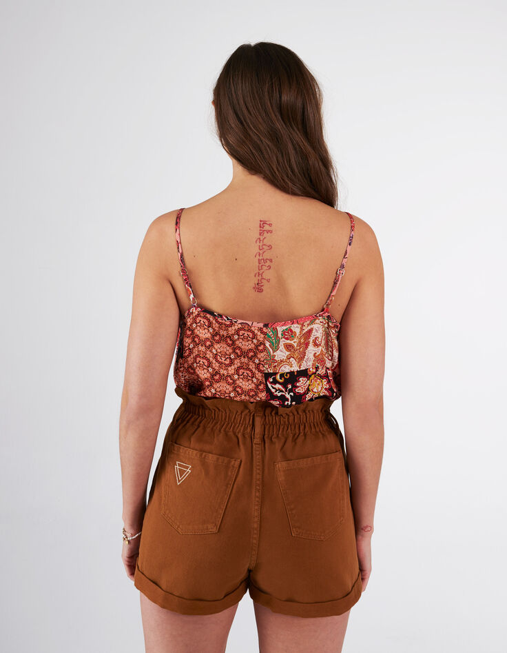 I.Code tea rose floral patchwork print lingerie top-3
