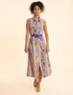 Robe chemise longue parme imprimé perroquets I.Code-3