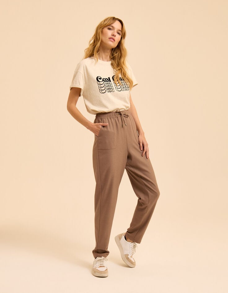 I.Code camel joggers with elasticated waist-1 I.Code camel joggers with elasticated waist-1