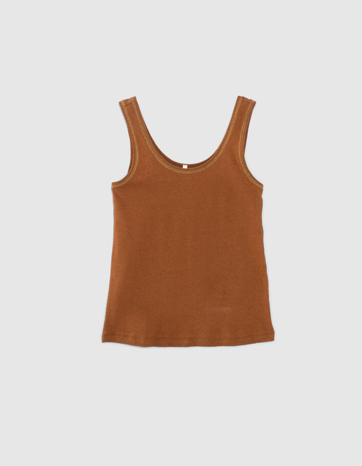 Camiseta de tirantes camel punto algodón lino I.Code - I.CODE