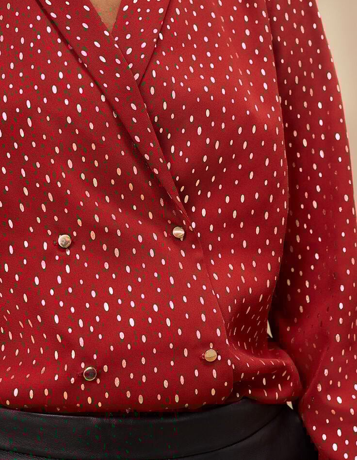 I.Code garnet red blouse with gold foil motifs-4 I.Code garnet red blouse with gold foil motifs-4