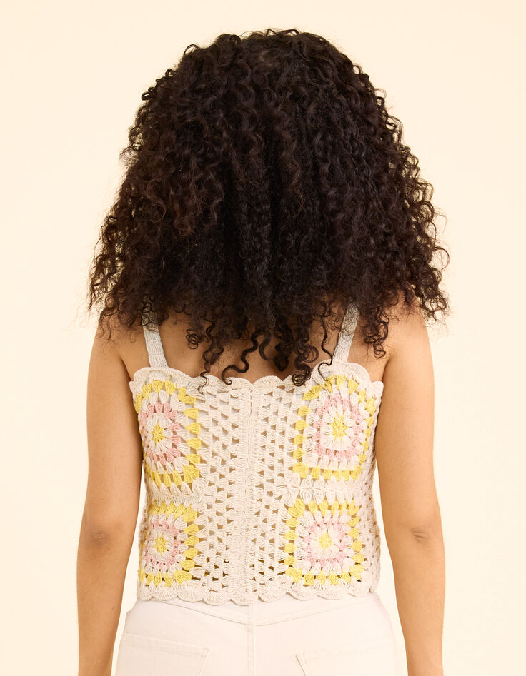 Top écru crochet fines bretelles I.Code-5