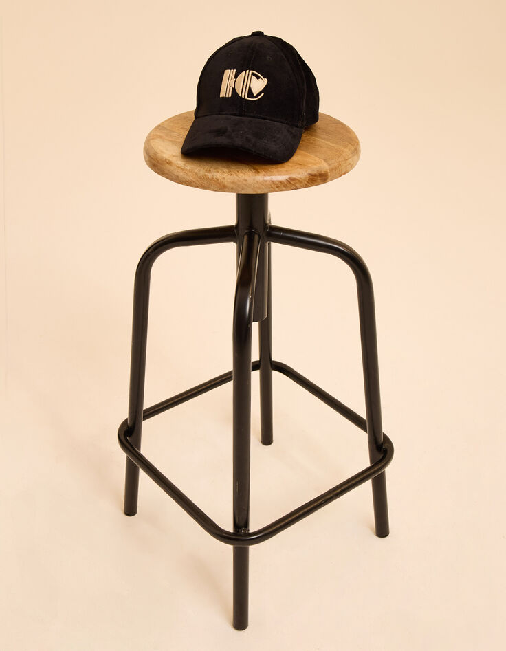 I.Code black velvet cap with embroidered monogram-2 I.Code black velvet cap with embroidered monogram-2