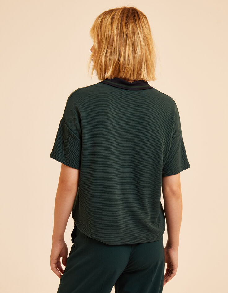 Top manches courtes vert col polo zippé I.Code-4