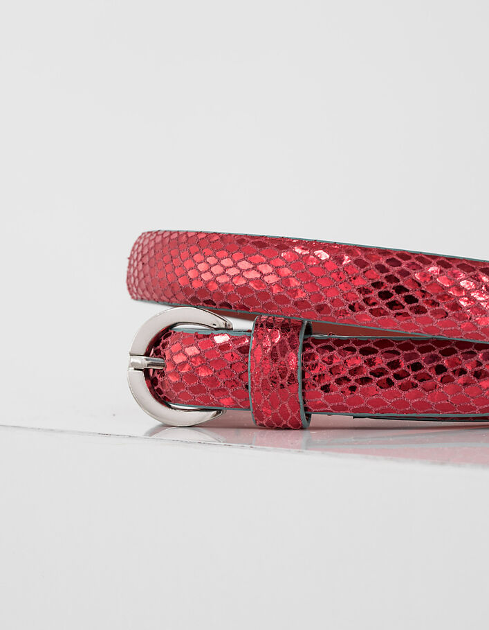 Ceinture En Cuir Gris Et Rouge Maison Boinet Neuve Avec étiquettes - Taille 100 Cm, Pour Femme