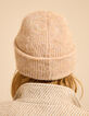 Bonnet beige tricot côtelé broderie I.Code-2