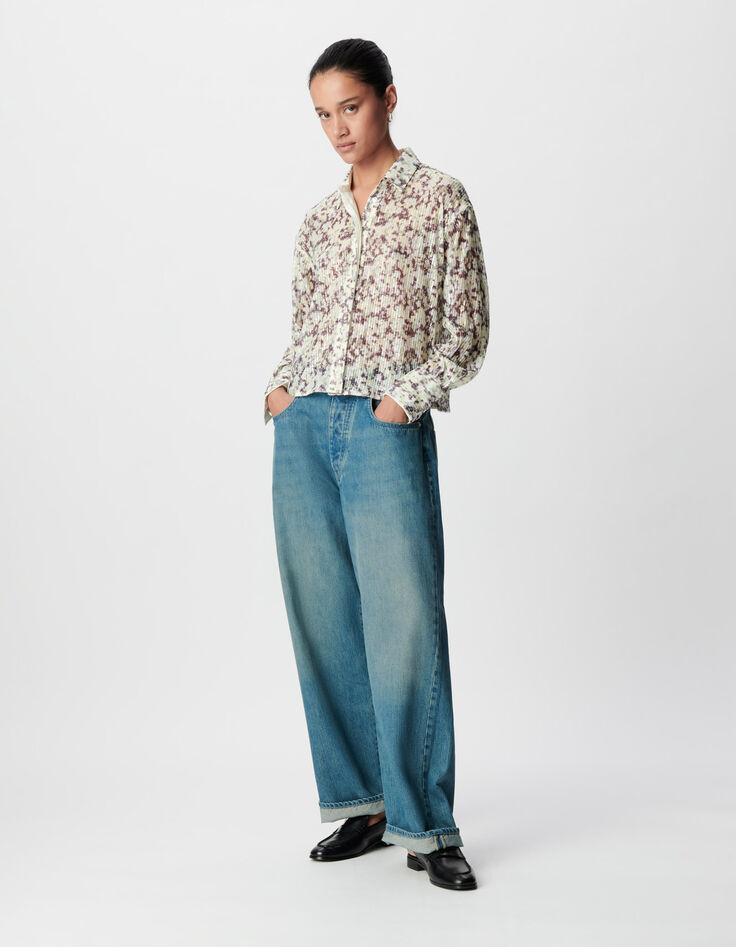 Gr&uuml;nes Damen Tarnmuster Shirt mit Stickerei aus Pailletten-1