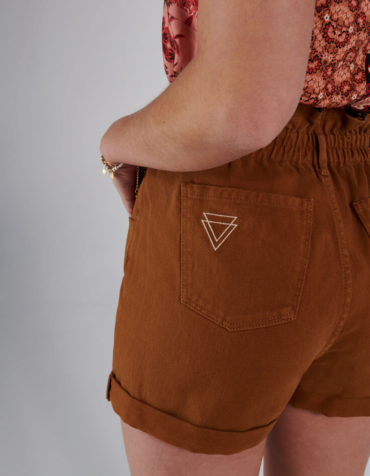 Short fauve taille haute élastiquée I.Code-3