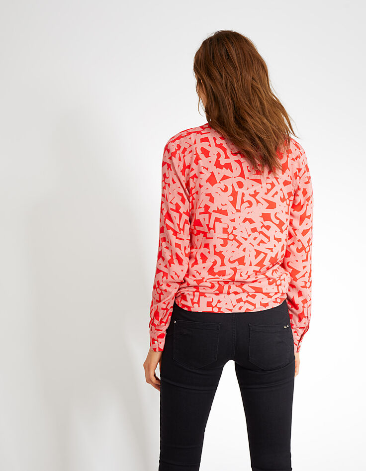Roze overhemd met geometrische letterprint I.Code-6