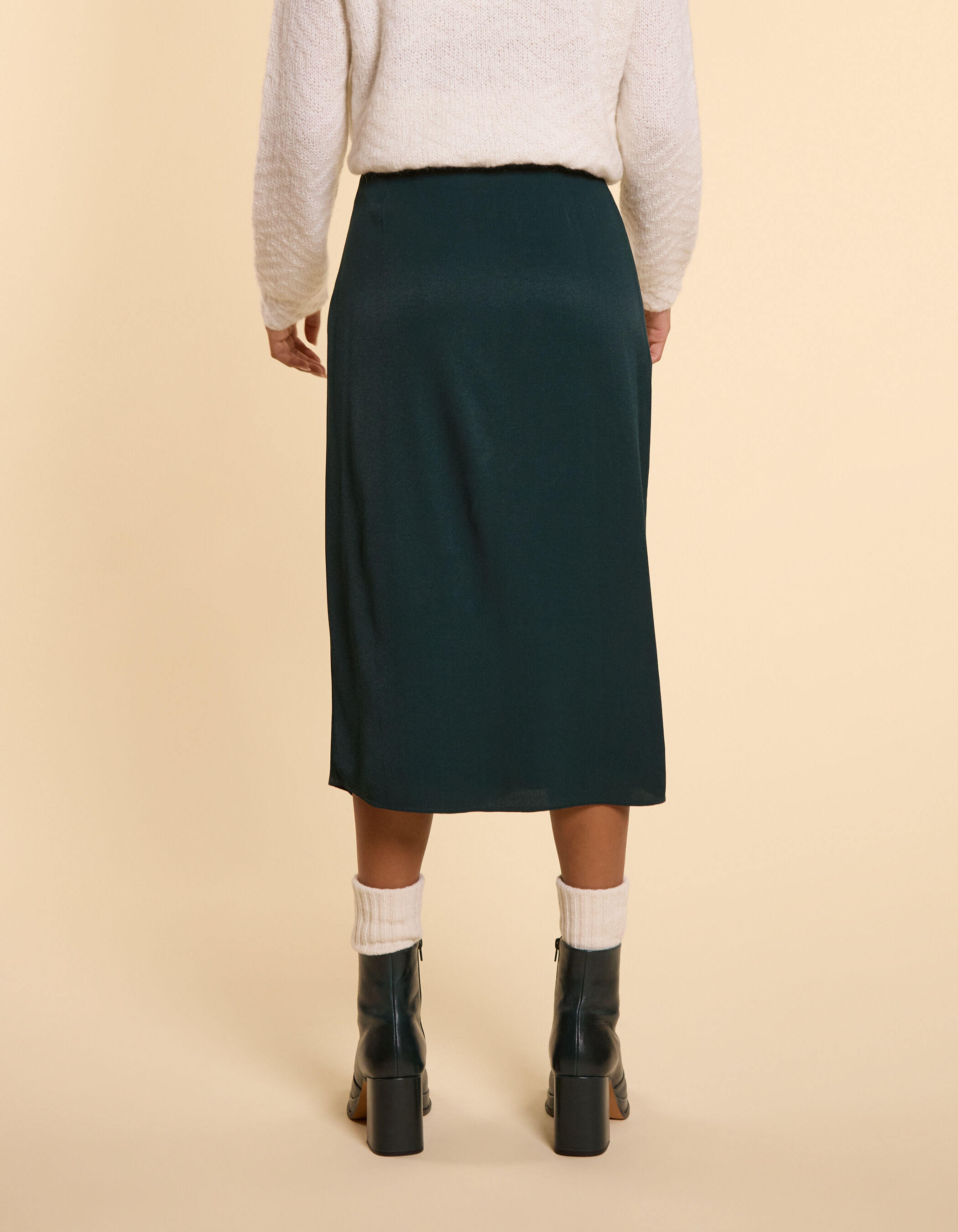 Jupe midi vert nuit fente cote I.Code