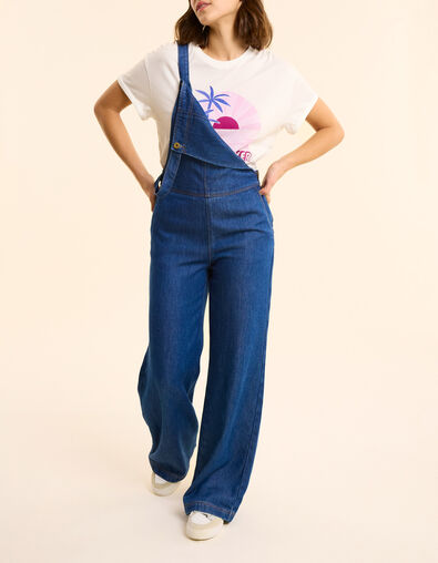 Salopette large en jean bleu fonc&eacute; I.Code