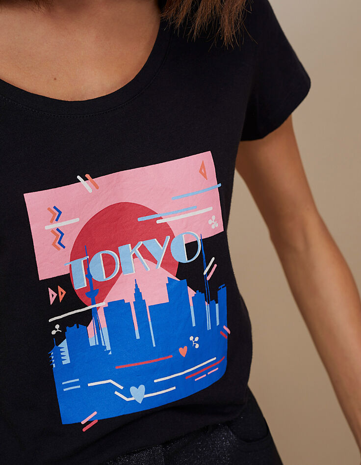 Camiseta negra motivo Tokio I.Code-4