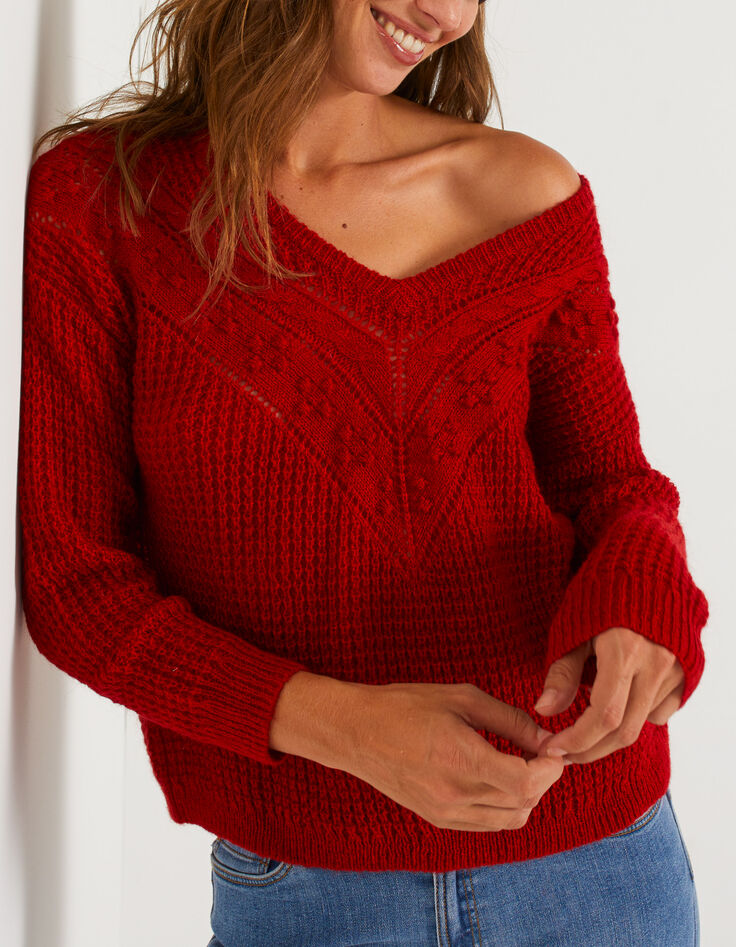 I.Code candy red mohair blend knit sweater-1 I.Code candy red mohair blend knit sweater-1