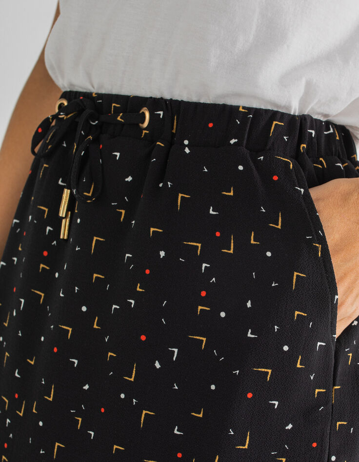 I.Code black arty minimalist print skirt-3