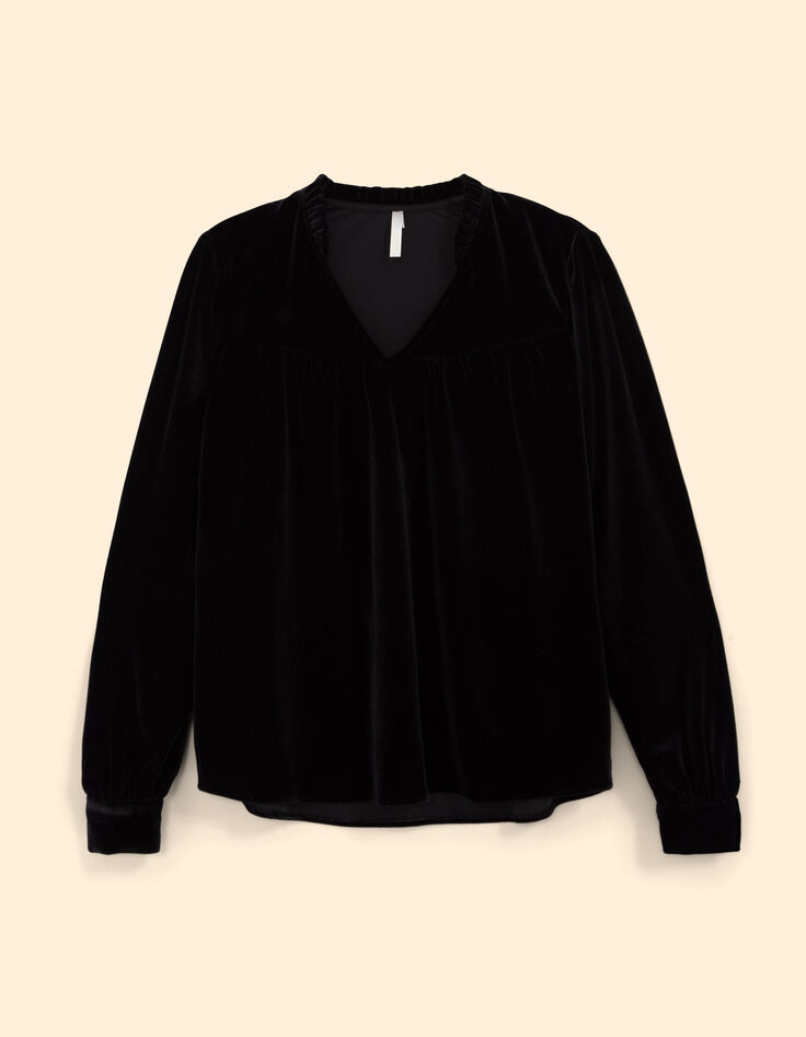 I.Code black panne velvet blouse-7