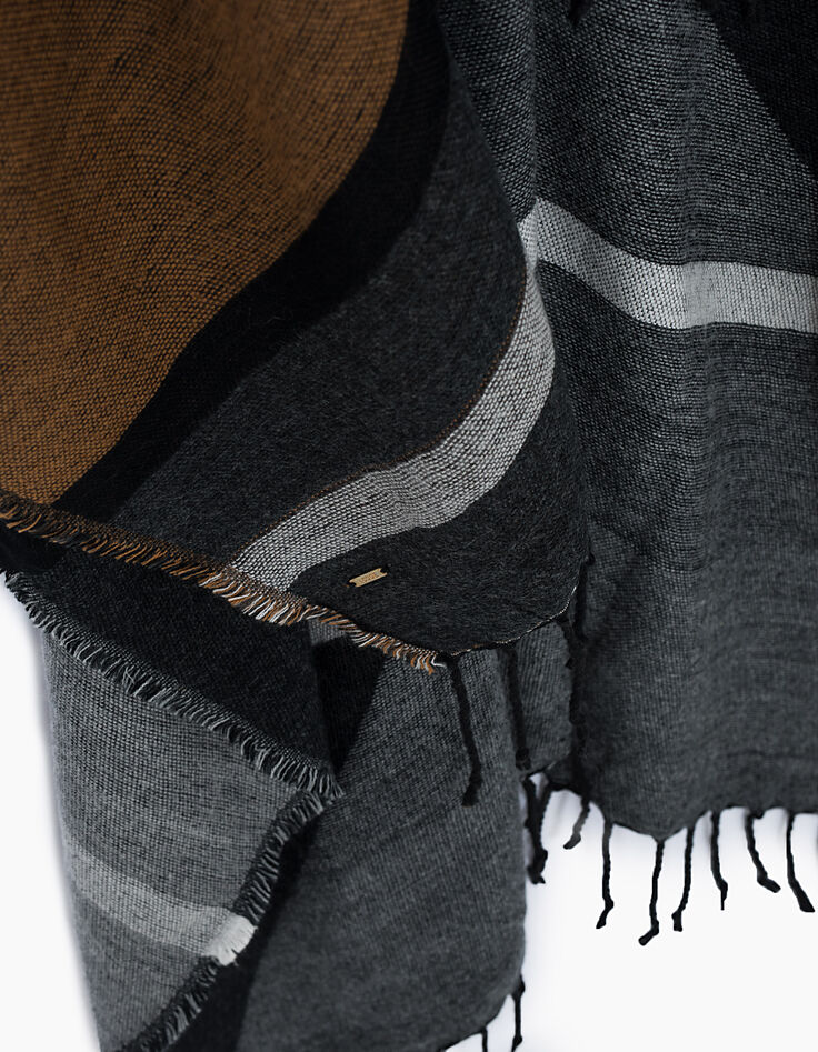 Poncho cognac jacquard géométrique I.Code-4