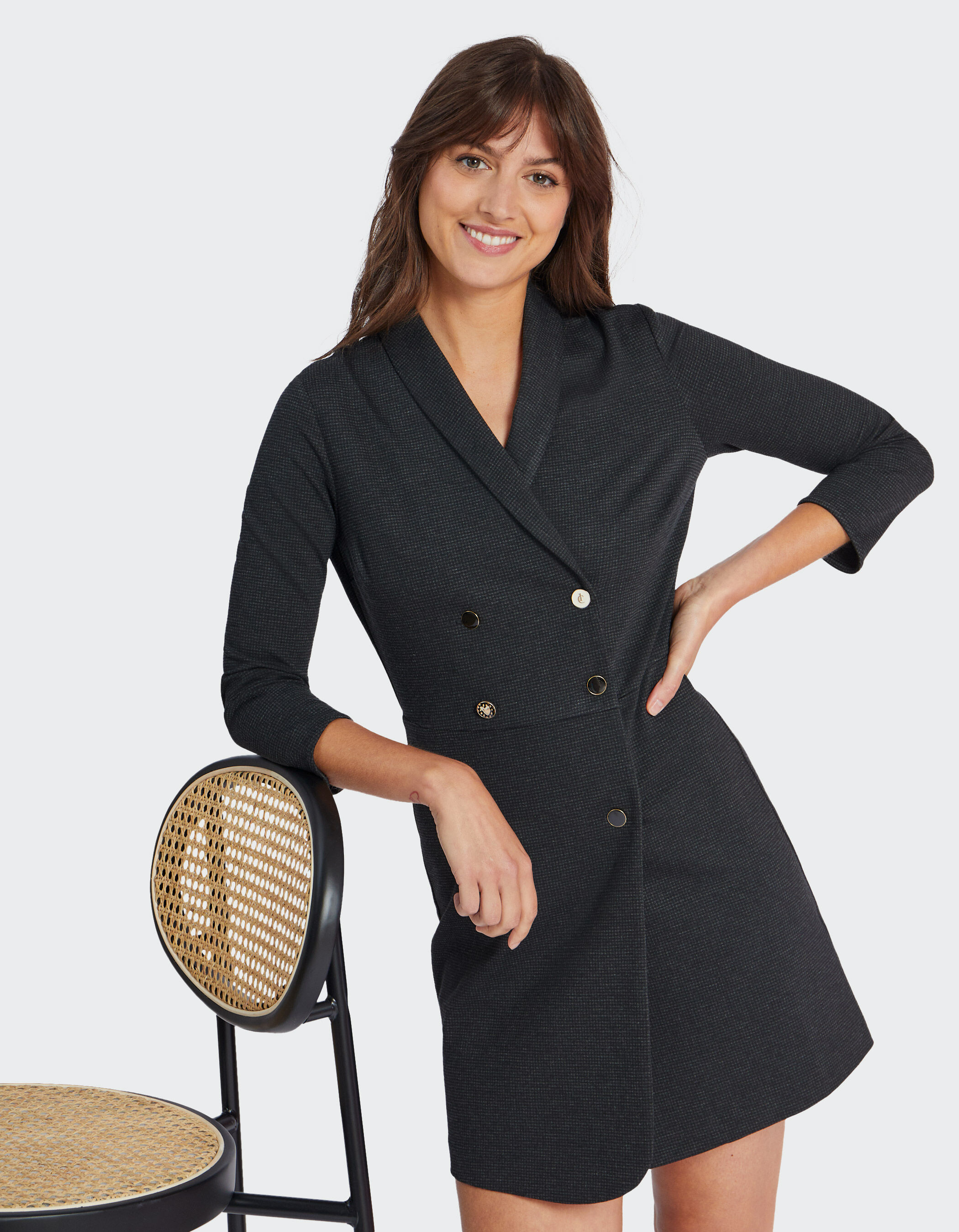 Robe motif 2025 pied de poule