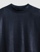 Kurzarm-T-Shirt f&uuml;r Damen mit Pailletten in Marineblau-7