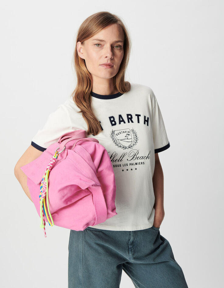 Wei&szlig;es T-Shirt mit Rundhalsausschnitt aus Bio-Baumwolle f&uuml;r Damen-2