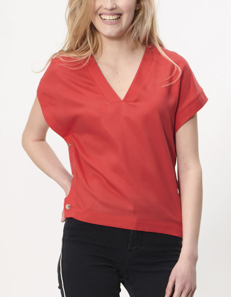 Top coquelicot avec pressions côté I.Code-2 Top coquelicot avec pressions côté I.Code-2
