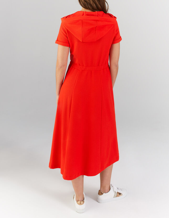 Aprikosefarbenes Kleid aus Waffelstoff mit Kapuze I.Code - I.CODE