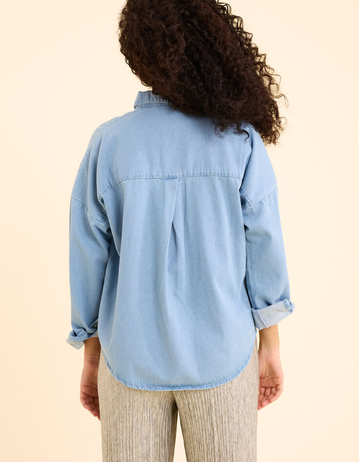 Blaues Jeanshemd doppelte Herzstickerei I.Code-5