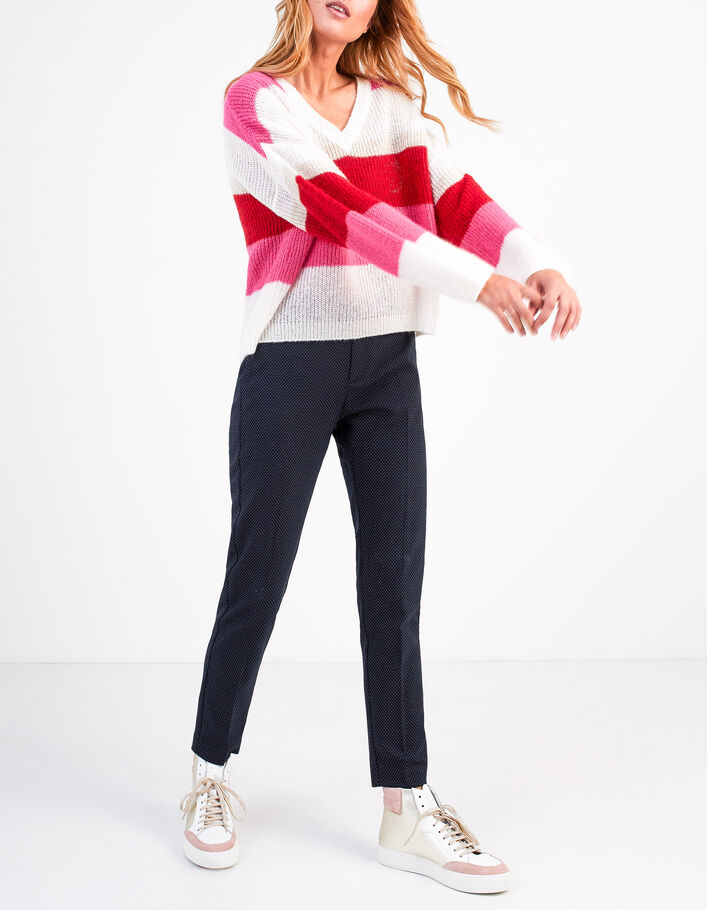 I.Code wide striped V-neck sweater - I.CODE