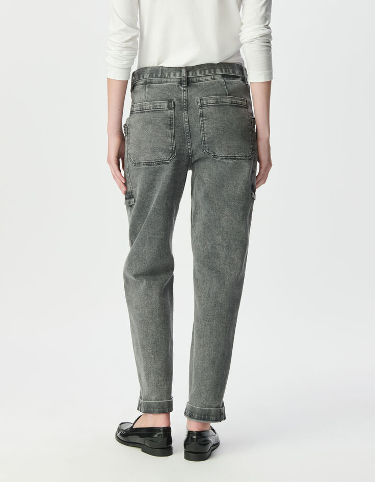 Graue Damen-Battlejeans mit 7/8-G&uuml;rtel S&eacute;l&egrave;ne-5
