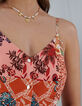 I.Code tea rose floral patchwork print long dress-3