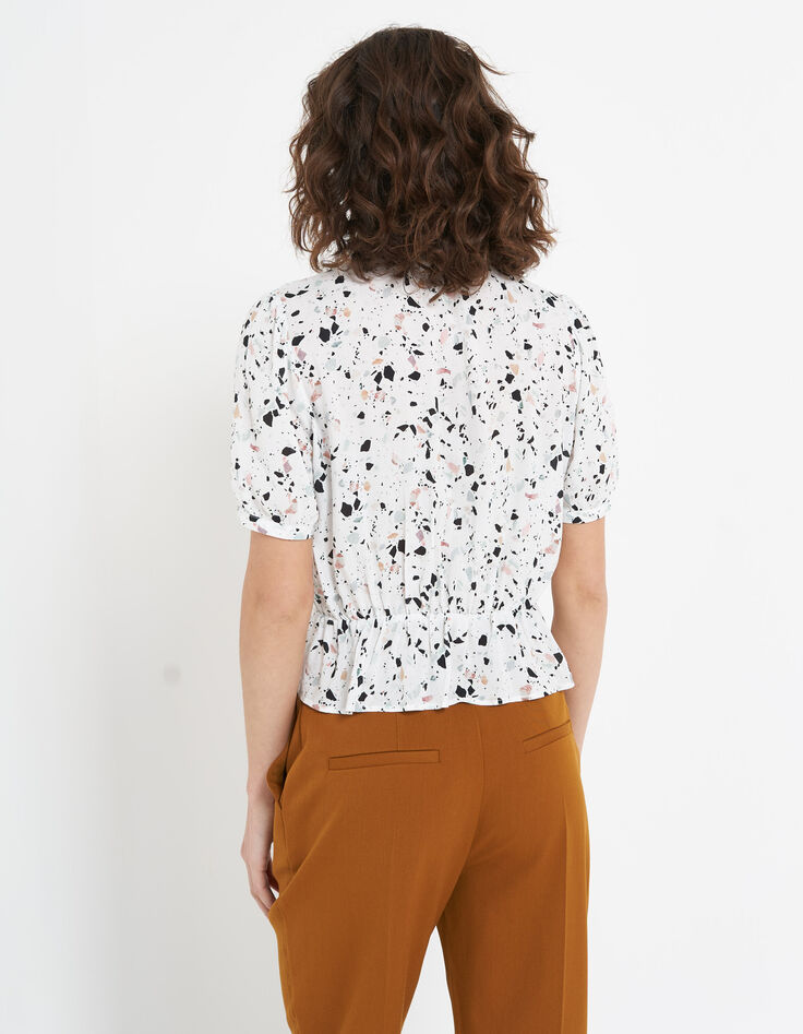 I.Code off-white terrazzo print wrap top-2
