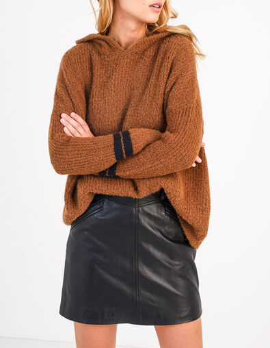 Pull caramel tricot à capuche I.Code
