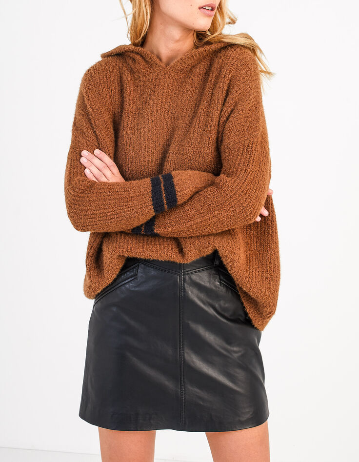 Pull caramel tricot à capuche I.Code-1