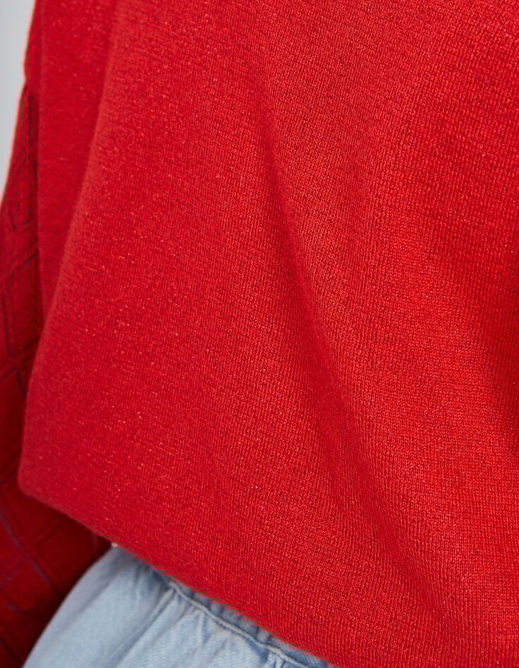 Pull rouge carmin tricot fin lurex I.Code-4