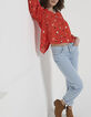 Top spicy naranja flores manga plisada I.Code-2
