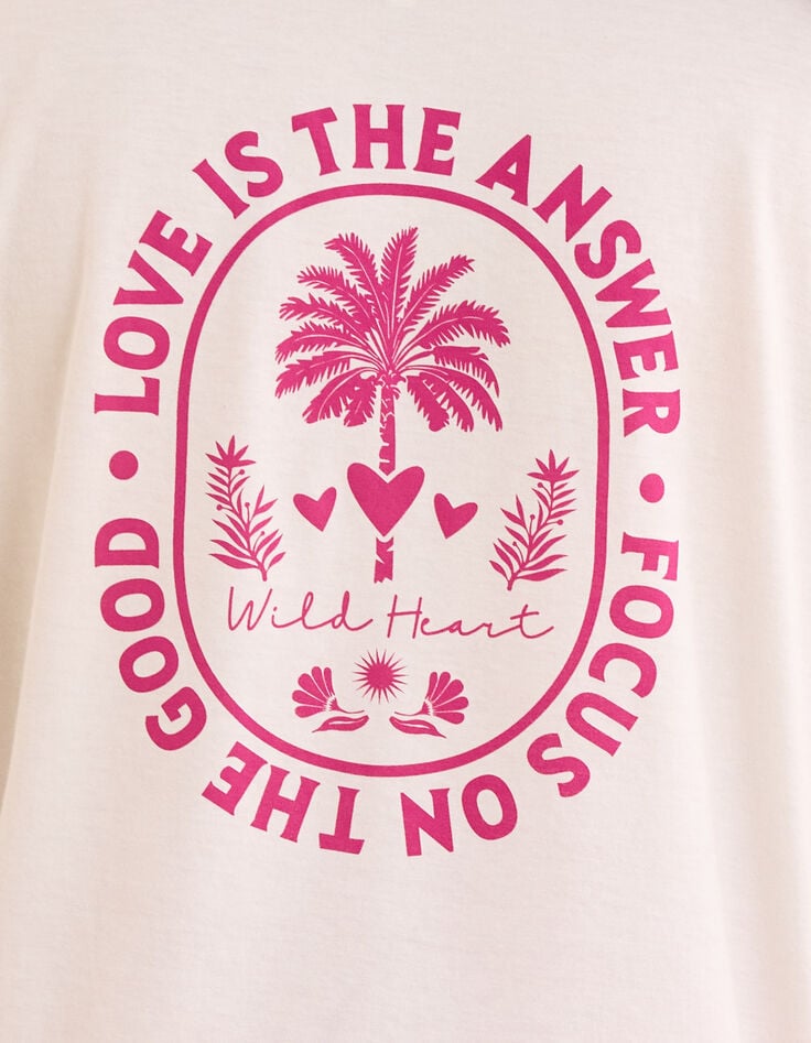 T-shirt blanc à message rose I.Code-6 T-shirt blanc à message rose I.Code-6