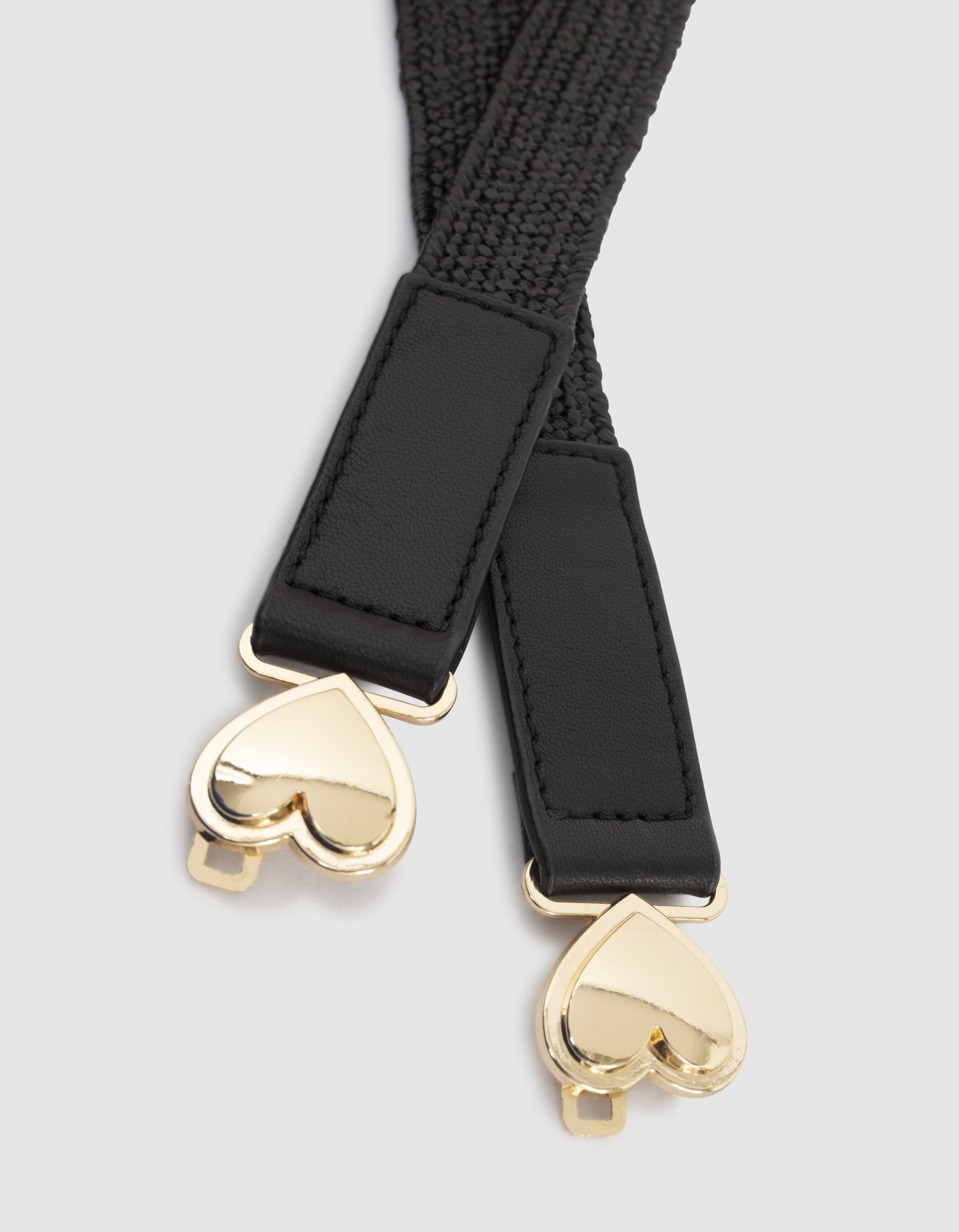 I.CODE black elasticated belt with double heart buckle