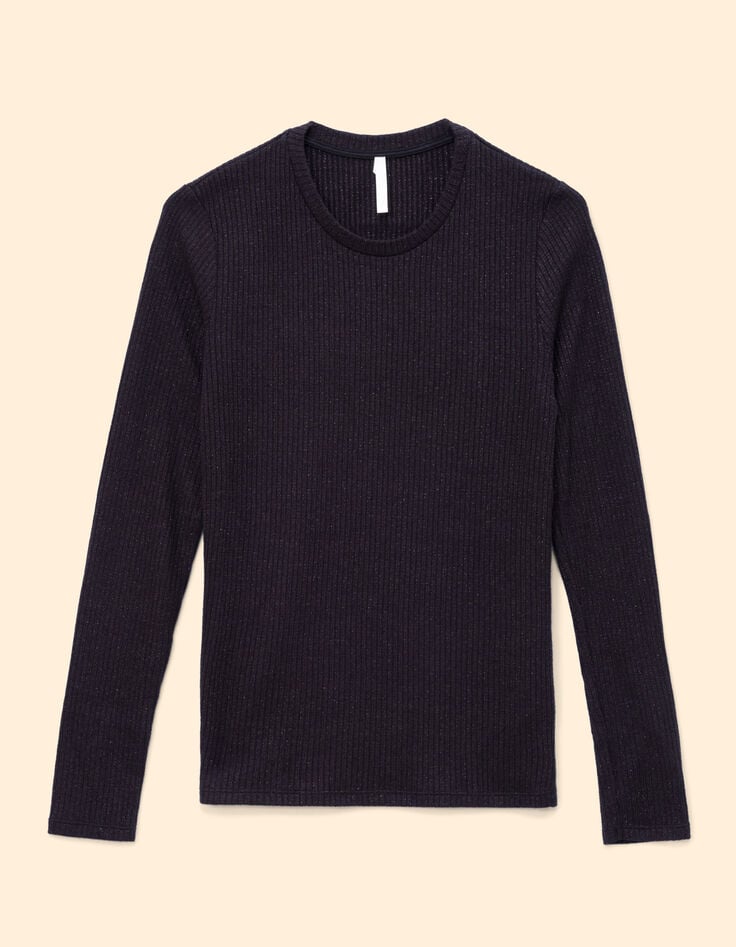 Zwart T-shirt lange mouwen lurex ribtricot I.Code-6 Zwart T-shirt lange mouwen lurex ribtricot I.Code-6