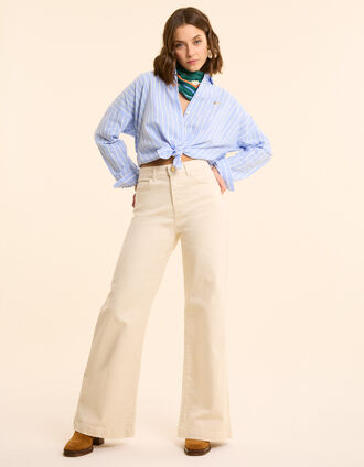I.Code ecru wide-leg jeans
