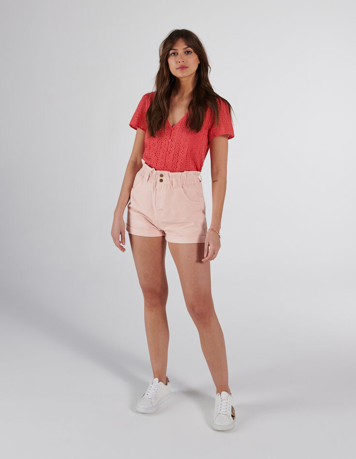 Top rosa botones bordado inglés I.Code-6