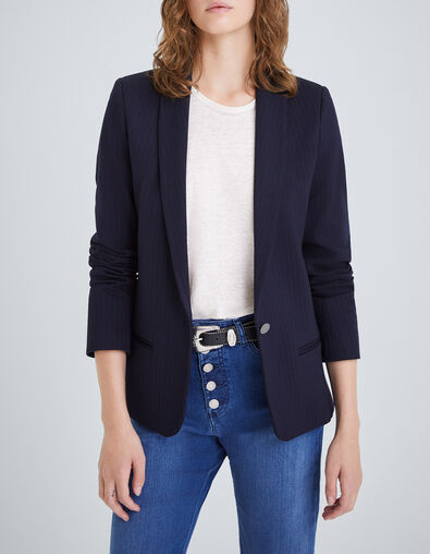 Marineblauer Damenblazer mit goldfarbenen Tennisstreifen - IKKS