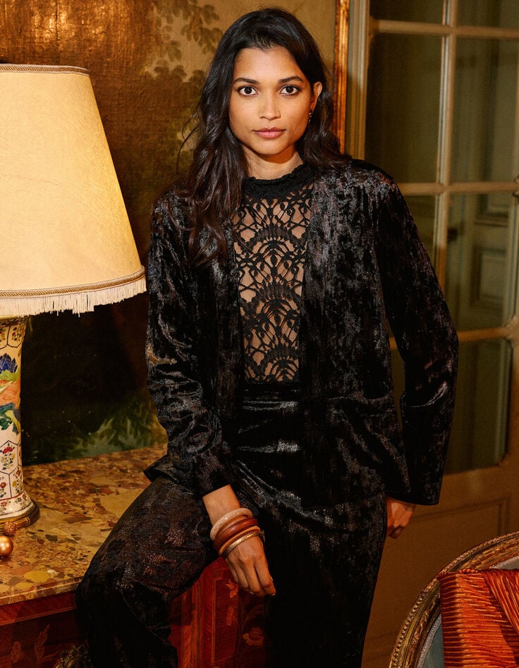 Americana negra terciopelo tachista I.Code-1