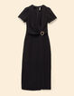 Robe longue noire d&eacute;cor ceinture I.Code-6