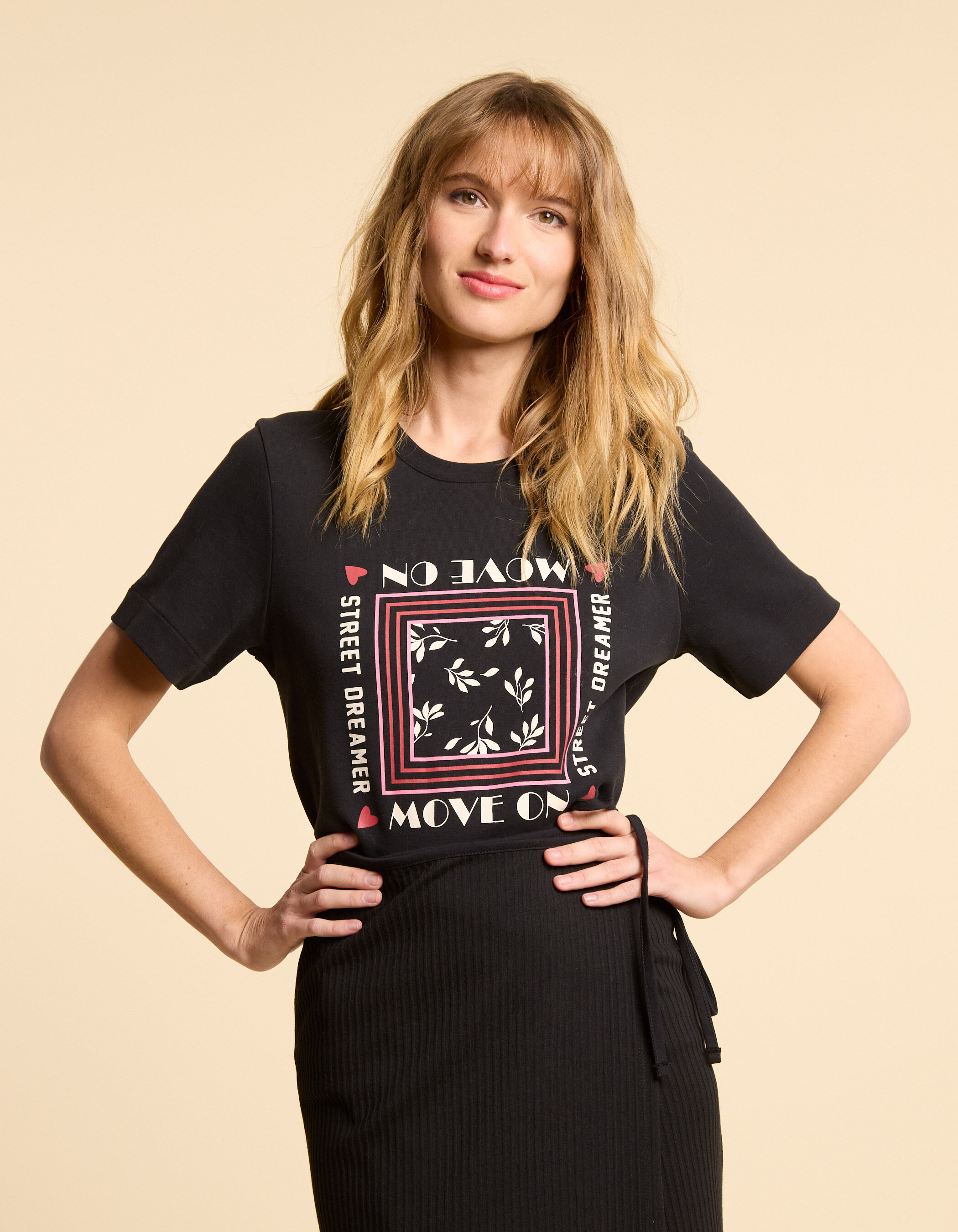 Zwart T shirt opdruk tekst frame I.Code