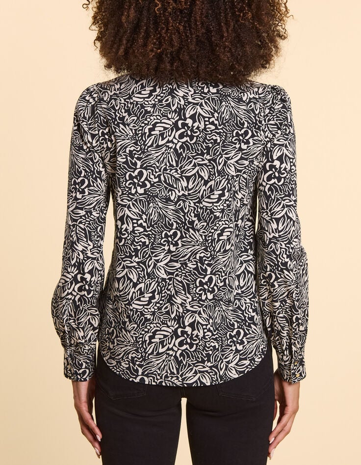 Chemise noire imprimé floral graphique I.Code-3