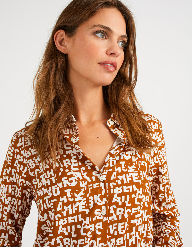 Chemise caramel imprimé maxi typo I.Code-1