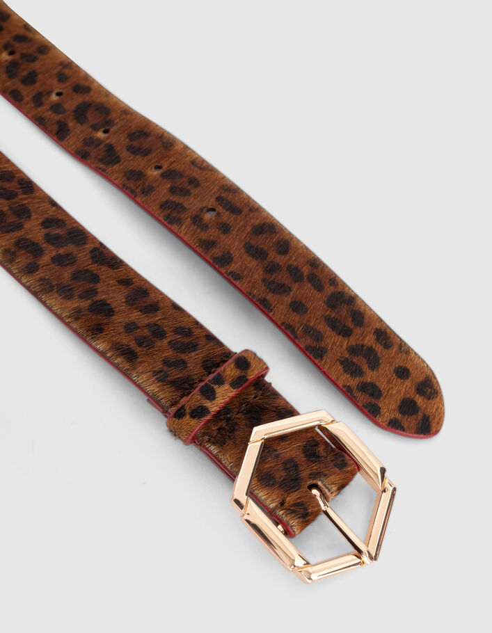 I.Code fawn leopard-look leather belt - I.CODE